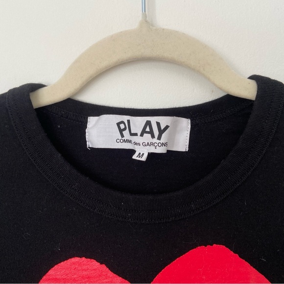 Comme Des Garcons Play Heart Print Tee Shirt Black size Medium - Picture 5 of 8